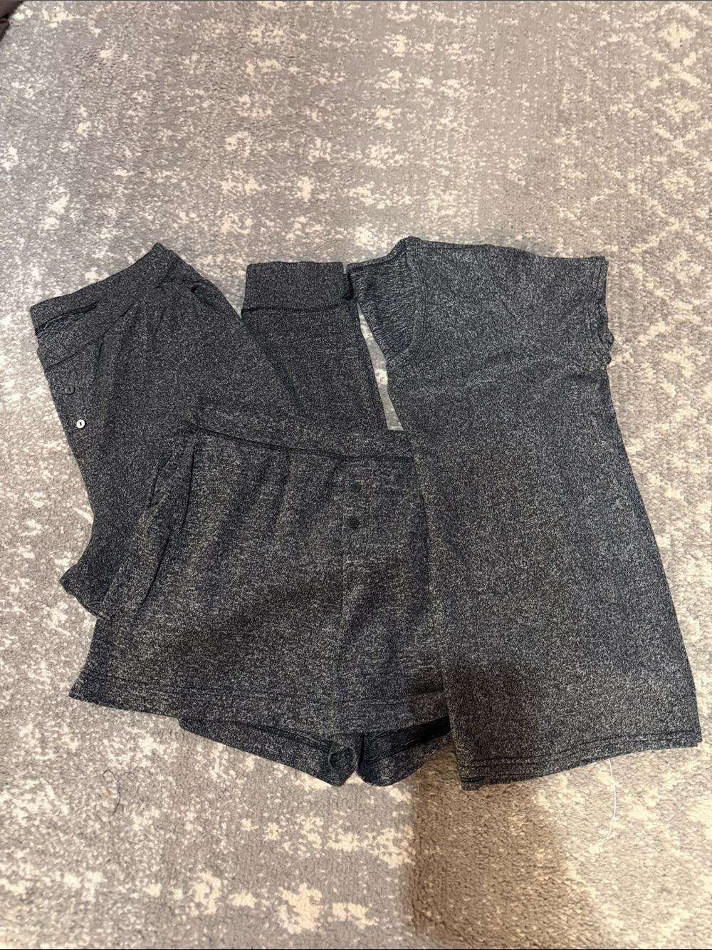 32 Degrees Charcoal Metallic Lounge Top and Shorts Set